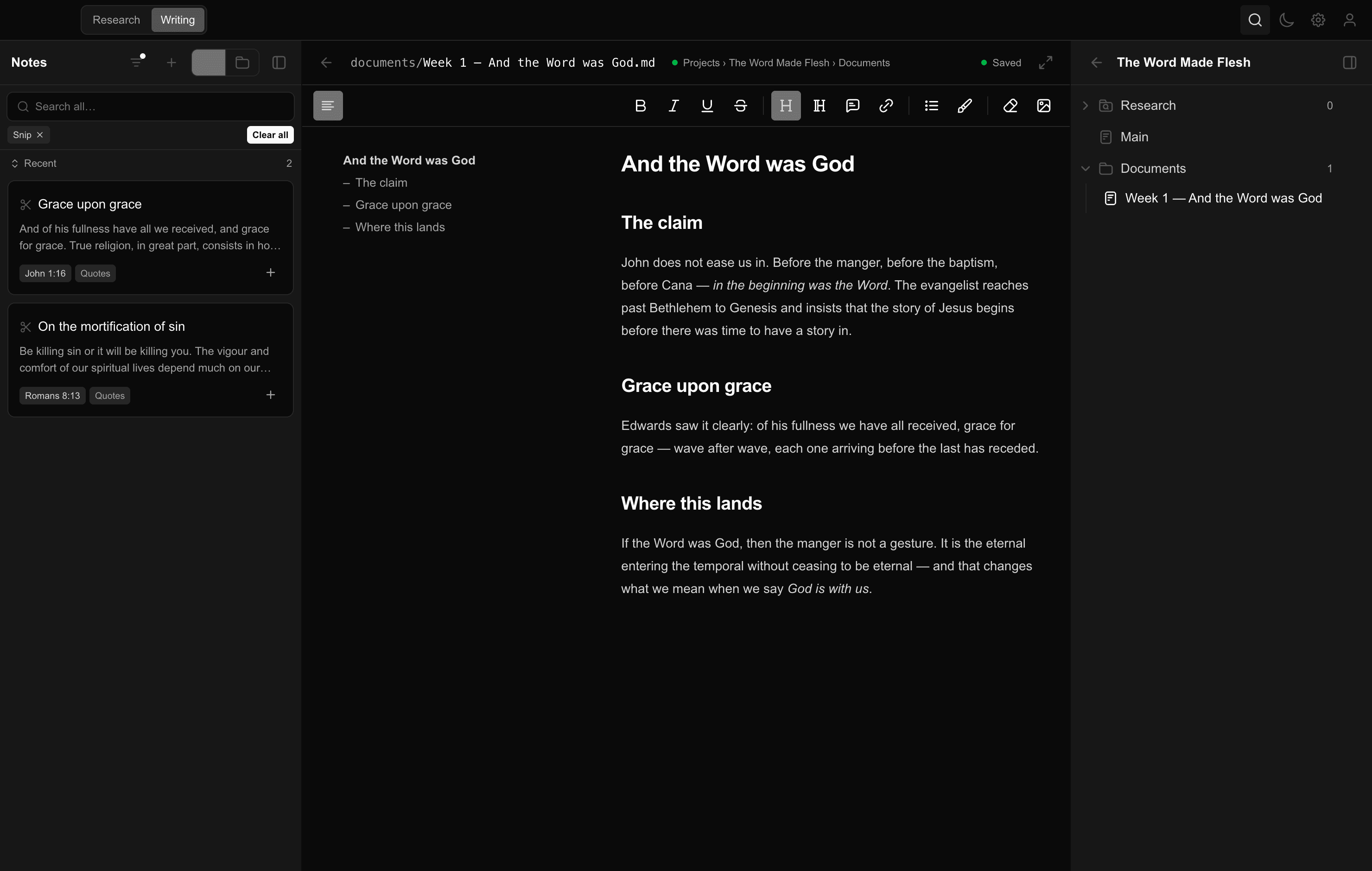 Writing Station's distraction-free greyscale markdown editor